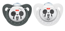 NUK, First Choice, Napp strl 1, Silikon, 2-pack, Musse Pigg, Svart/Vit