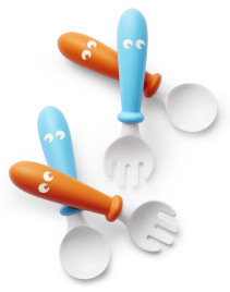 BABYBJÖRN, Barnbesticksset, 4 delar, Orange/Turkos