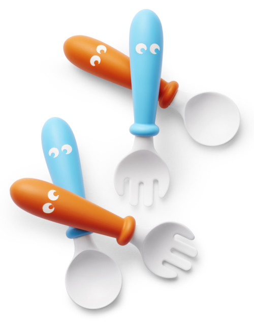 BABYBJÖRN, Barnbesticksset, 4 delar, Orange/Turkos